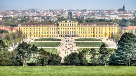 Vienna Austria - April 2014: View of Schonbrunn Palace, Vienna, Austriaのeditorial素材