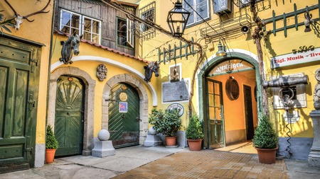 Vienna, Austria - April 2014: Cityscape views of one of Europe's most beautiful town- Vienna. Peoples on streets, urban life Vienna. Austriaのeditorial素材