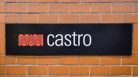 San Francisco, CA, USA - August 2014: Castro metro station sign, commonly referenced as The Castro, is a neighborhood in San Francisco, California.のeditorial素材