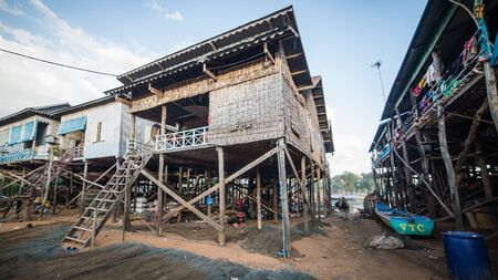 Fisherman village of Kompong Khleang at Tonle Sap Lake, Cambodia. The lake is the largest in southeast Asia.の写真素材
