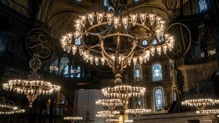Istanbul, Turkey - October 2017: Hagia Sophia interior at Istanbul Turkey - architecture backgroundのeditorial素材