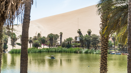 Huacachina, Peru - August 2017: Oasis of Huacachina and the desert in Ica region, Peru.のeditorial素材