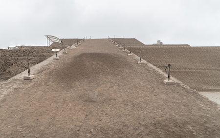 Lima, Peru - August 2017: Huallamarca, the inca pyramid in Lima's Huaca, Peruのeditorial素材