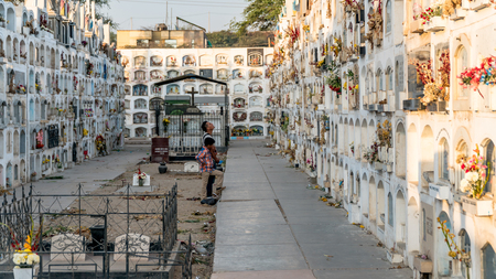 Ica, Peru - August 2017: Above the ground tombs in the Ica cemetery in Peruのeditorial素材