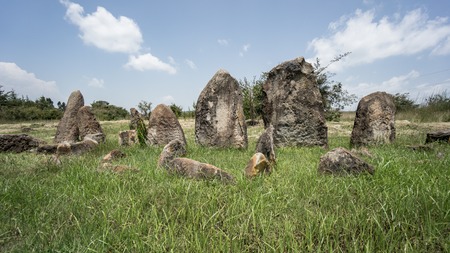 Tiya, Ethiopia - September 2017: Megalithic Tiya stone pillars, near Addis Ababaのeditorial素材