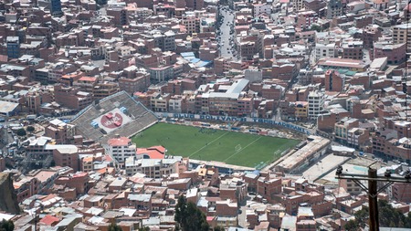 La Paz, Bolivia - September 2017: Viev stadium is Estadio Libertador Simon Bolivarのeditorial素材