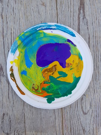 Mixed colors of oil painting on paletteの写真素材