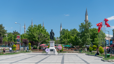Edirne, Turkey - May 2018: Republic square and Ataturk Monument in Edirne , Turkey.のeditorial素材