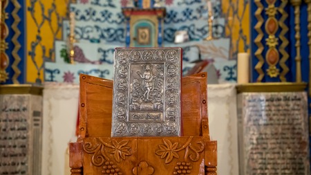Adiyaman, Turkey - July 2018: Interior detail from Mor Petrus and Mor Pevlus church in the city of Adiyaman, Turkeyのeditorial素材