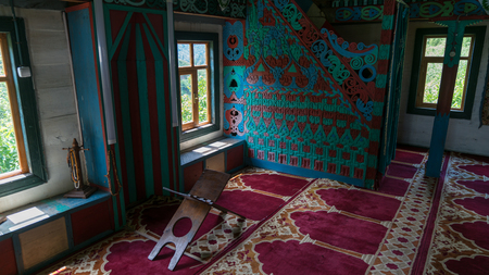 Artvin, Turkey - July 2018: Colorful internal painting and decoration of the mosque in iremit maral village in Artvin, Turkeyのeditorial素材