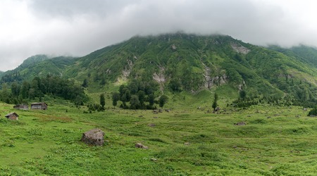 Artvin, Turkey - Gorgit highland with old houses and green valley in Blacksea region, Artvin, Turkeyの写真素材