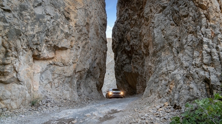 Kemaliye, Turkey - October 2018: A car driving through stone road in Kemaliye Egin town of Erzincan, Turkeyのeditorial素材