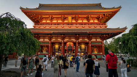 Tokyo, Japan - August 2018: Unidentified tourists visiting Sensoji Temple, the oldest temple in Asakusa area Tokyo, Japanのeditorial素材