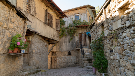 Erzincan, Turkey - October 2018: Scenery from Apcaga village, a touristic destination near Kemaliye, Erzincan, Turkeyのeditorial素材