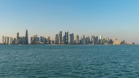 Doha, Qatar - February 2019: Doha Qatar skyline cityscape with skyscrapers