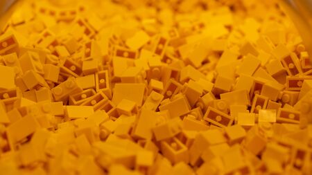 London, UK - January 2019: Orange Lego blocks, plastic construction toy, manufactured by The Lego Group based in Denmark - illustrative editorialのeditorial素材