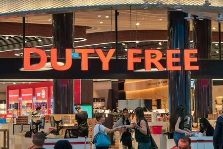 Istanbul, Turkey - July 2019: Duty free shop at the new Istanbul airport inside the boarding areaのeditorial素材