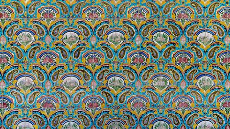 Tehran, Iran - May 2019: Colorful mosaic painting and tiles of Golestan palace, a UNESCO world heritage siteのeditorial素材