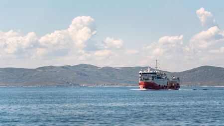 Marmara island, Balikesir - August 2019: Car and passenger ferry from Gestas company approaching...