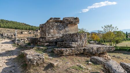 Denizli, Turkey - October 2019: The Ruins of the ancient city of Hierapolis in Pamukkale, Denizli, Turkeyの写真素材