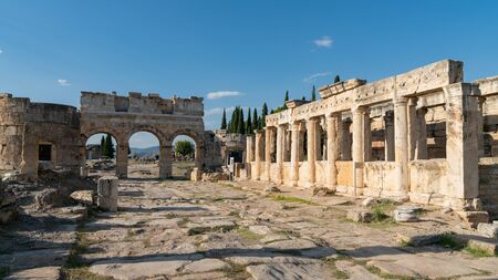 Denizli, Turkey - October 2019: The Ruins of the ancient city of Hierapolis in Pamukkale, Denizli, Turkeyのeditorial素材