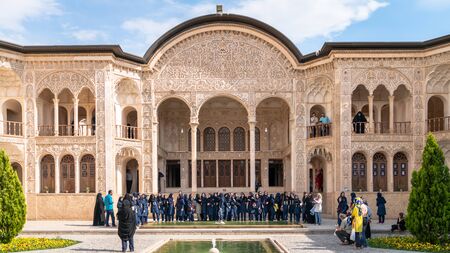 Kashan, Iran - May 2019: Iranian students visiting Tabatabaei Natanzi Khaneh Historical Houseのeditorial素材