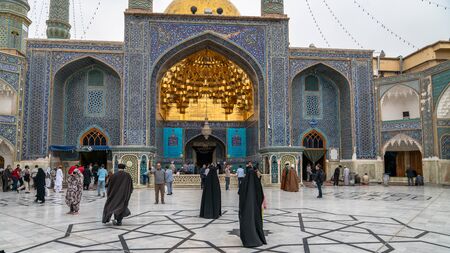 Shrine of Fatima Masumeh, Qom, Iran - May 2019: Visitors and worshippers inside of Shrine of Fatima Masumeh in Qom, which is considered by Shia Muslims to be the second most sacred city in Iran.のeditorial素材