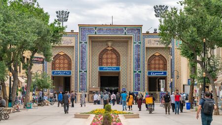 Shiraz, Iran - May 2019: Entrance gate of Shah-e-Cheragh Shrine and mausoleumのeditorial素材