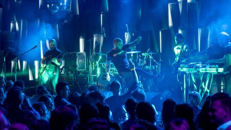 Istanbul, Turkey - January 2020: Athena the Turkish rock band in concert in a night club with...
