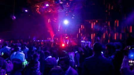 Istanbul, Turkey - January 2020: Athena the Turkish rock band in concert in a night club with...
