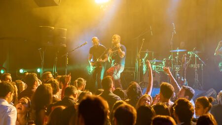 Istanbul, Turkey - January 2020: Athena the Turkish rock band in concert in a night club with...