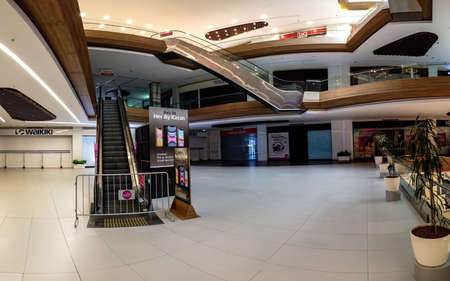 Istanbul, Turkey - March 2020: Corona virus Covid19 causing deserted shopping malls with lockdown in...