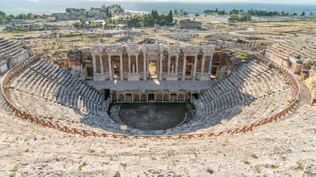 Denizli, Turkey - October 2019: Amphitheater ruins of the ancient city of Hierapolis in Pamukkaleのeditorial素材