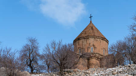 Akdamar island, Van, Turkey - February 2020: Akdamar island and surp church Akdamar church is an important religious place for the Armenian peopleのeditorial素材