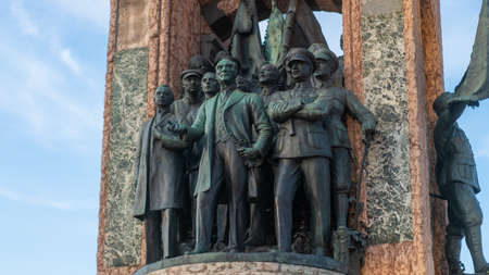 Istanbul, Turkey - November 2019: Ataturk statue monument in Taksim Square