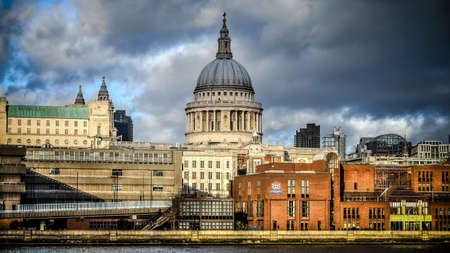 London, UK - January 2013: Saint Paul's Cathedral in London with dramatic cloudsのeditorial素材