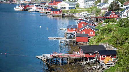 Reine, Norway - June 2016: The fishing village of Reine in the Lofoten Islands of Norway,...