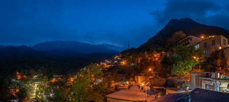 Masuleh, Iran - May 2019: Houses in traditional village of Masuleh in Gilan province at nightのeditorial素材