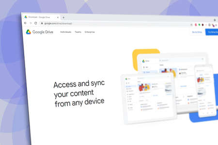Istanbul, Turkey - July 2021: Illustrative Editorial screenshot of Google Drive website homepage....