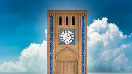 Yazd, Iran - May 2019: Clock Tower in Saat Square in the historical city of Yazdのeditorial素材