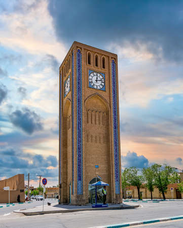 Yazd, Iran - May 2019: Clock Tower in Saat Square in the historical city of Yazdのeditorial素材