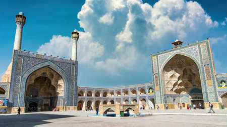 Isfahan, Iran - May 2019: The courtyard of Jameh Mosque of Isfahan. It is a popular tourist destination and also a big mosque for Iranian people to prayのeditorial素材
