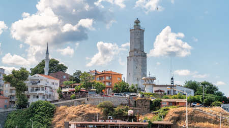 Rumeli Feneri, Istanbul, Turkey - August 2021: Rumeli Feneri Lighthouse in Sariyer district.のeditorial素材