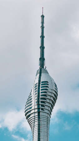 Camlica, Istanbul, Turkey - September 2021: Kucuk Camlica Communications Tower with observation decks and restaurants.のeditorial素材