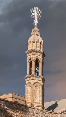 Midyat, Mardin, Turkey - January 2020: Architectural details of Mor Gabriel Monastery. also known as Deyrulumur, is the oldest surviving Syriac Orthodox monastery in the world.のeditorial素材