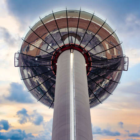 Brighton, United Kingdom - January 2019: Brighton observation tower British Airways i360. From the fully enclosed viewing pod, visitors experience 360-degree views across Brightonのeditorial素材