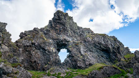 Volcanic lava rocks at Djupalonssandur beach in Snaefellsnes peninsula in Western Iceland. Snaefellsjokull National Parkの写真素材