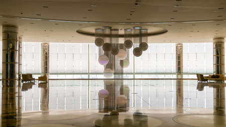 Abu Dhabi, United Arab Emirates - February 2022: Interior scene from Conrad Abu Dhabi Etihad Towers hotel.のeditorial素材