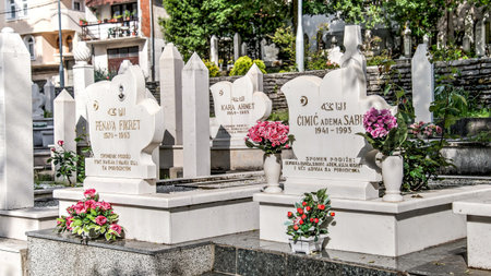 Sarajevo, Bosnia and Herzegovina - May 2014: Cementery for those who lost their lives during the conflict that took place in Bosnia and Herzegovina from 1992 to 1995.のeditorial素材