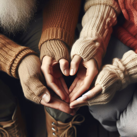Two people making heart share with their hands together. Concept of love, lovers, relationship and...